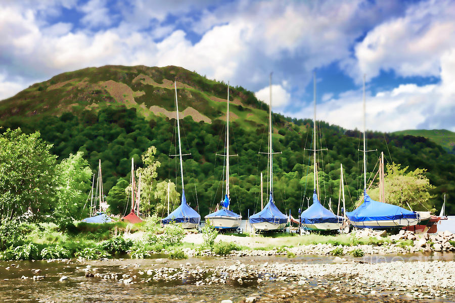 Boat Photograph - Sailboats covered and beached at Glenridding by Louise Heusinkveld