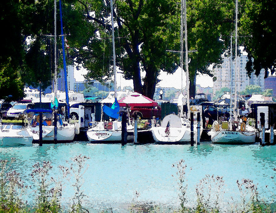 Sailboats Docked In Detroit Photograph by Phil Perkins