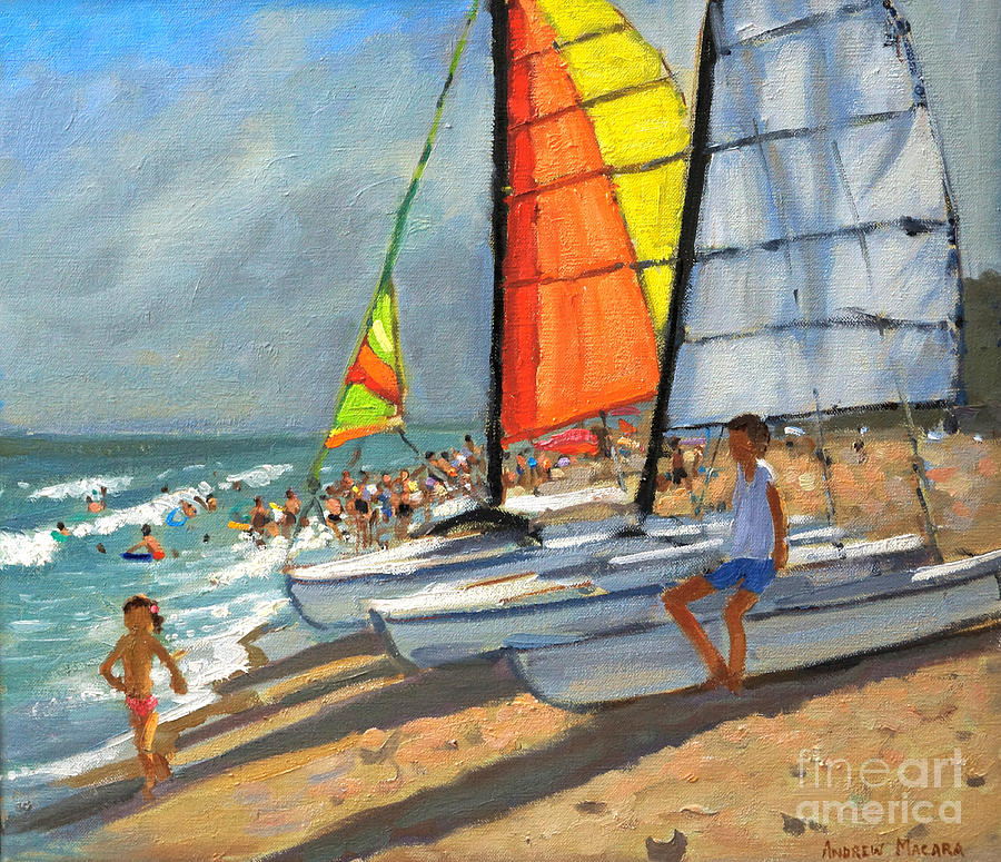 Andrew Macara Painting - Sailboats Garrucha Spain  by Andrew Macara