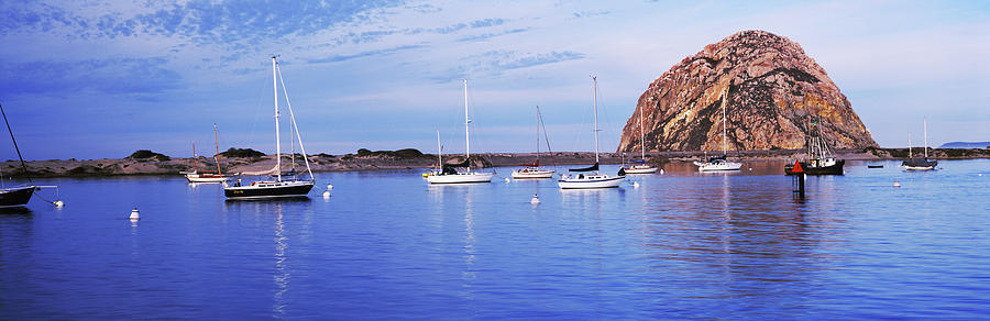 Nature Photograph - Sailboats In An Ocean, Morro Bay, San by Panoramic Images
