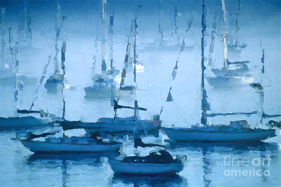 Boat Photograph - Sailboats in the Fog II by David Perry Lawrence