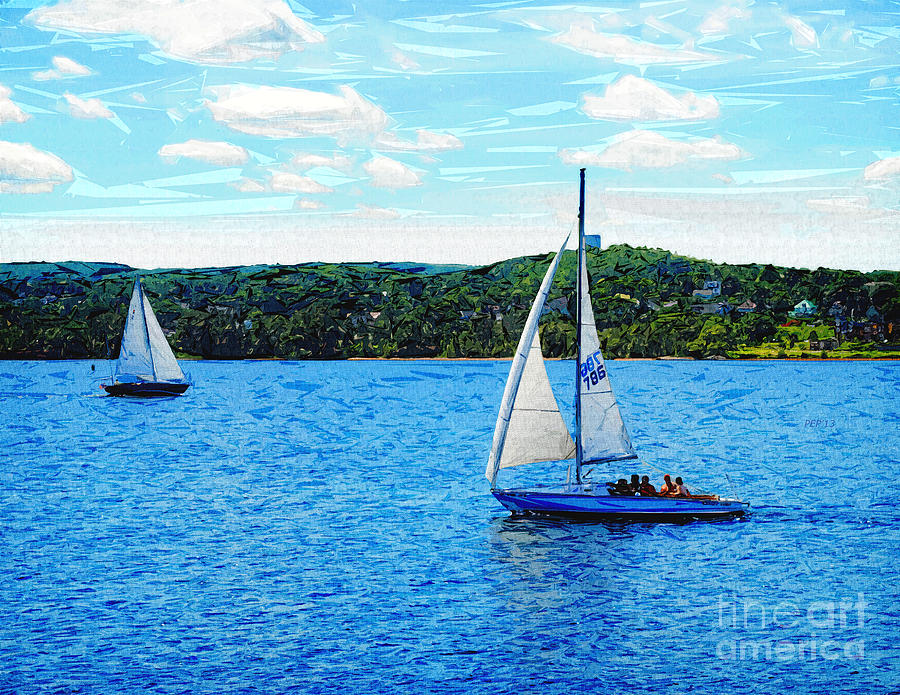 Sailboats In The Summer Digital Art by Phil Perkins