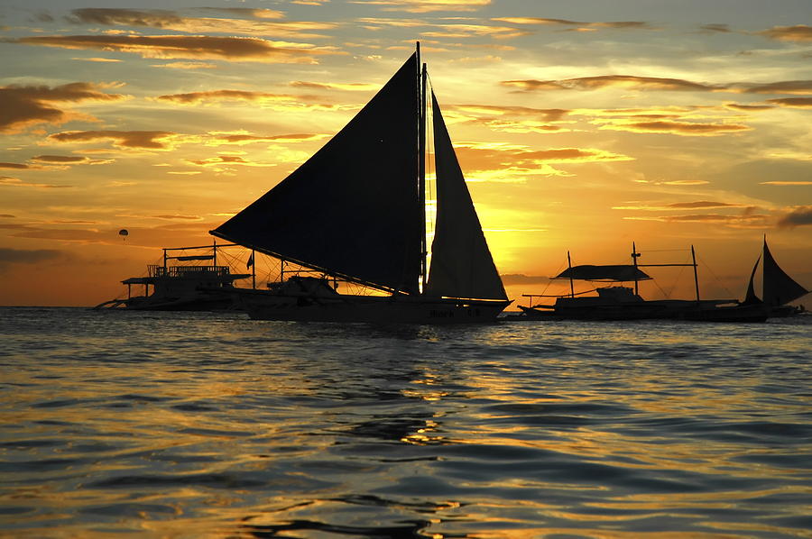 Sailboats in the Sunset Boracay Philippines No.1 Photograph by Harold ...