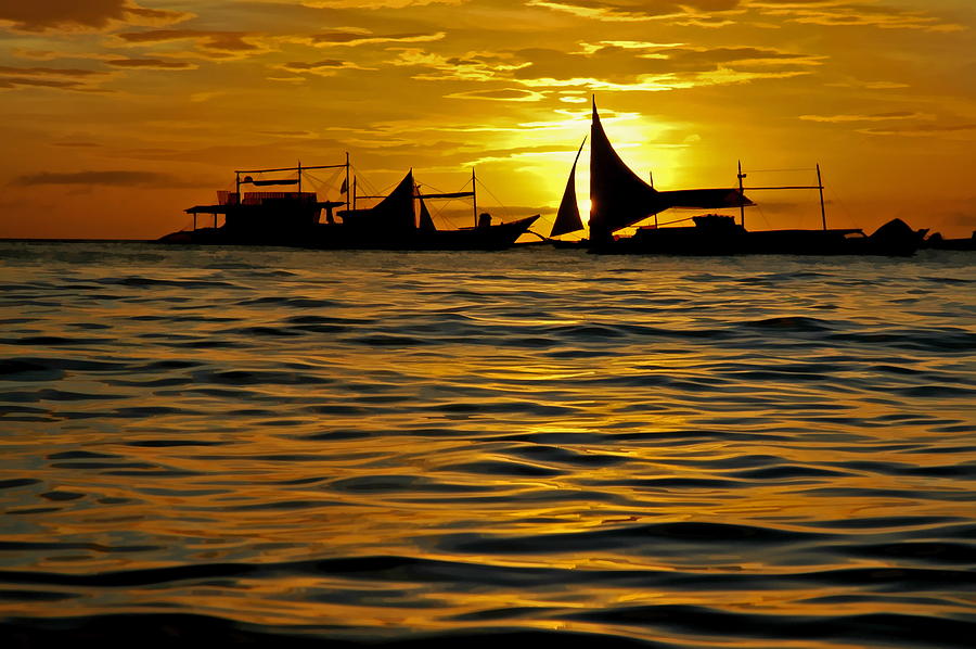 Sailboats in the Sunset Boracay Philippines No.2 Photograph by Harold ...