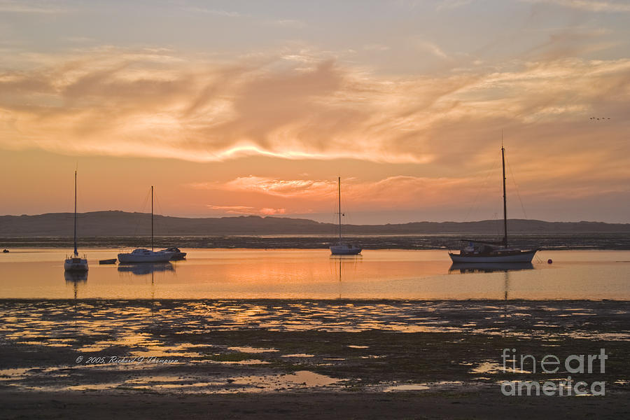 Sailboats Mooring At Sunset Photograph by Richard J Thompson 