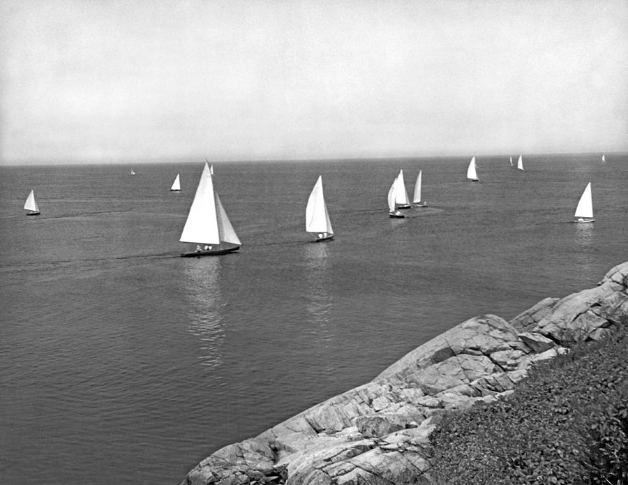 Sailboats On A Calm Day. Photograph by Underwood Archives