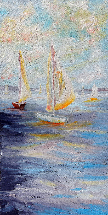 Sailboats on Seneca Painting by Meaghan Troup