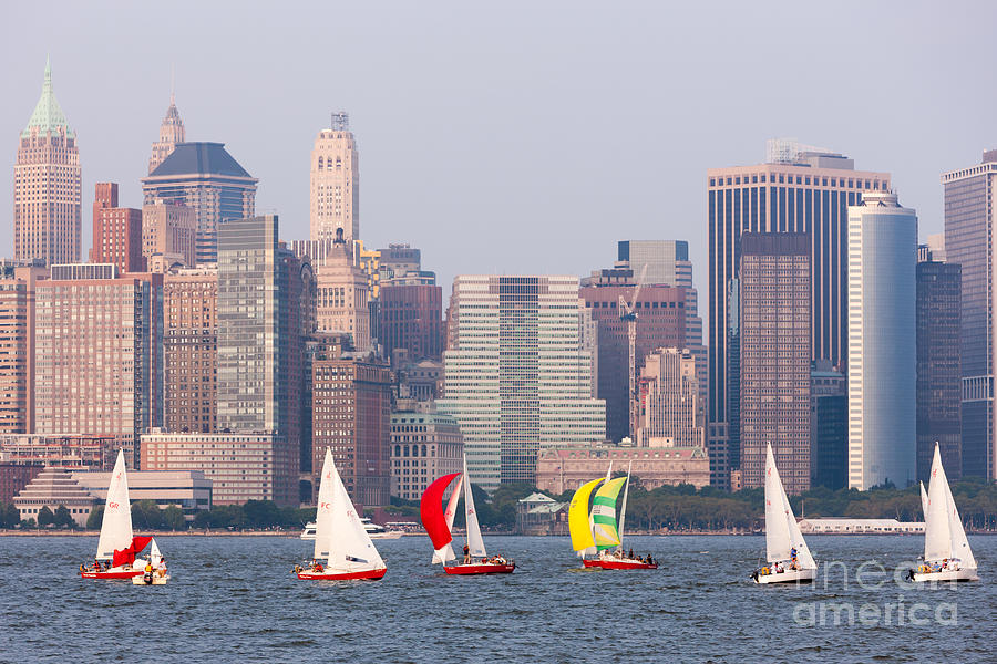 Sailboats on the Hudson I Photograph by Clarence Holmes