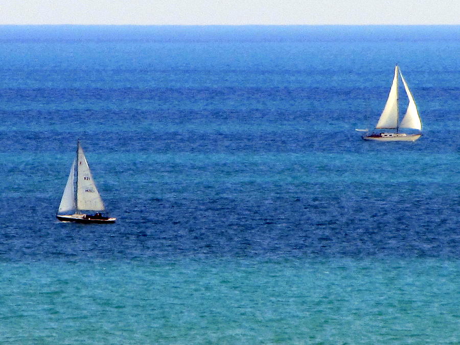 Sailboats passing 2 Photograph by Anita Burgermeister