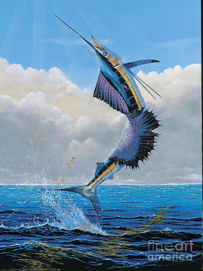 Fish Painting - Sailfish Dance Off0054 by Carey Chen