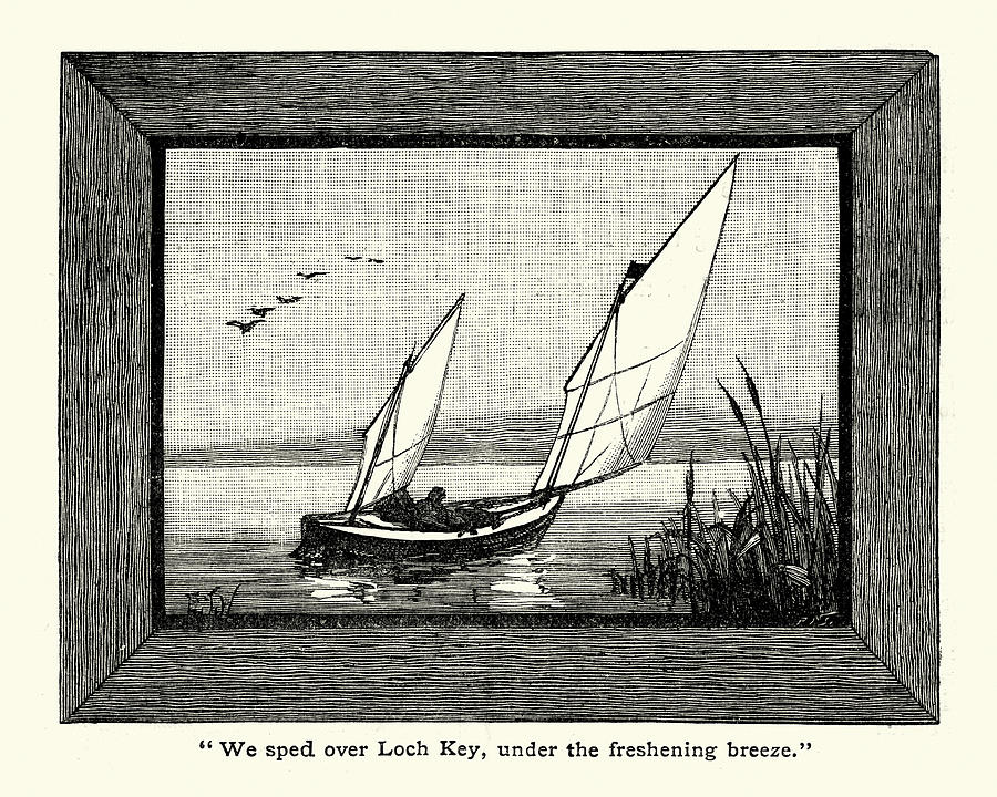 Sailing a boat on Lough Key, 19th Century Drawing by Duncan1890