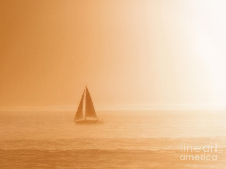 Sunset Photograph - Sailing a Hazy Sunset by Paul Topp