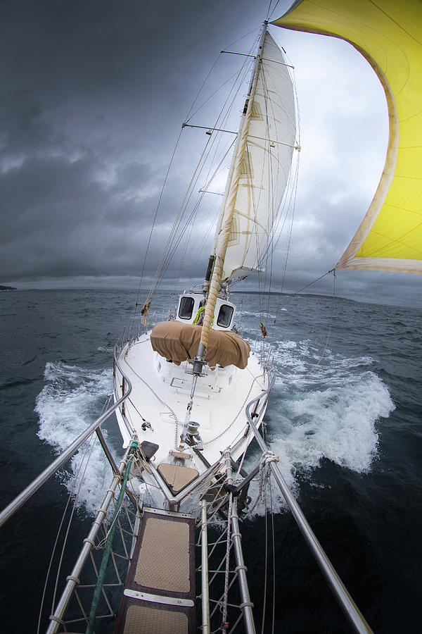 sailing yacht in a storm