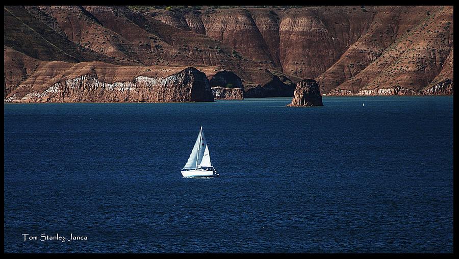 Sailing At Roosevelt Lake On the Blue Water Photograph by Tom Janca