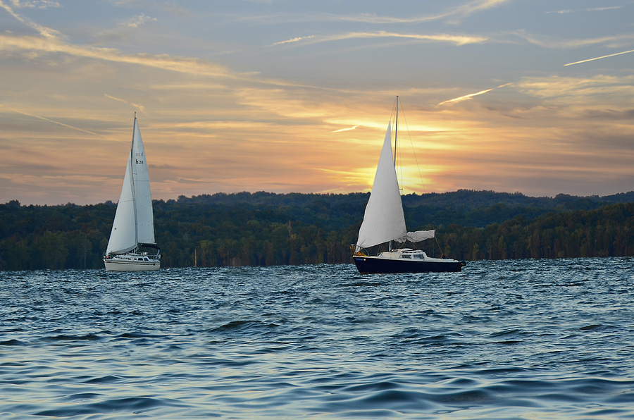 Sailing At Sunset Photograph by Steven Michael
