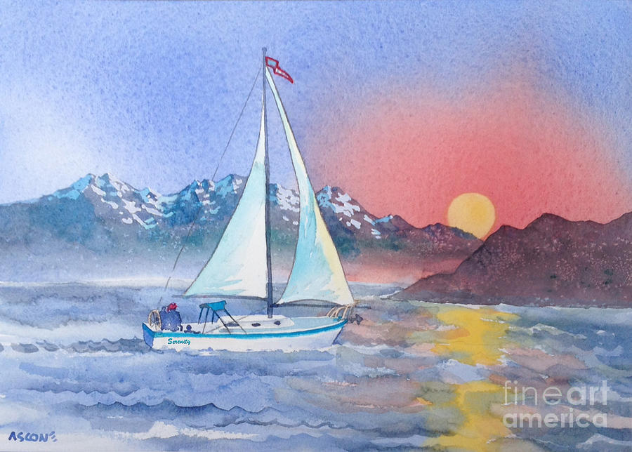 Sailing at Sunset Painting by Teresa Ascone