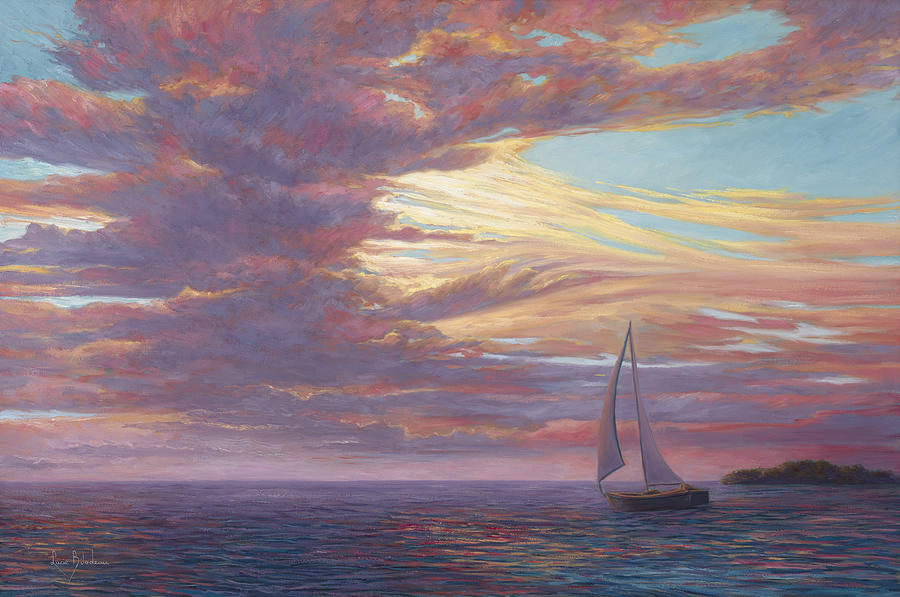 Sailboat Painting - Sailing Away by Lucie Bilodeau