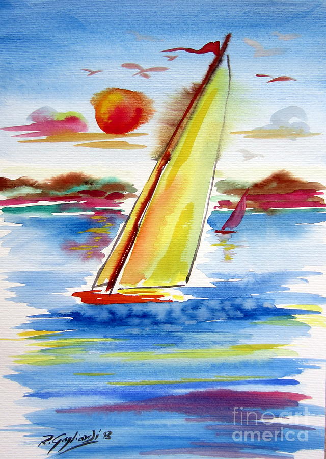 Sailing away Painting by Roberto Gagliardi