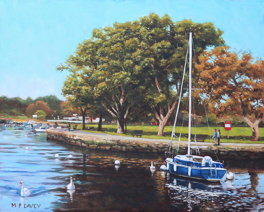 Boat Painting - Sailing Boats and Yachts on the River Stour Christchurch by Martin Davey