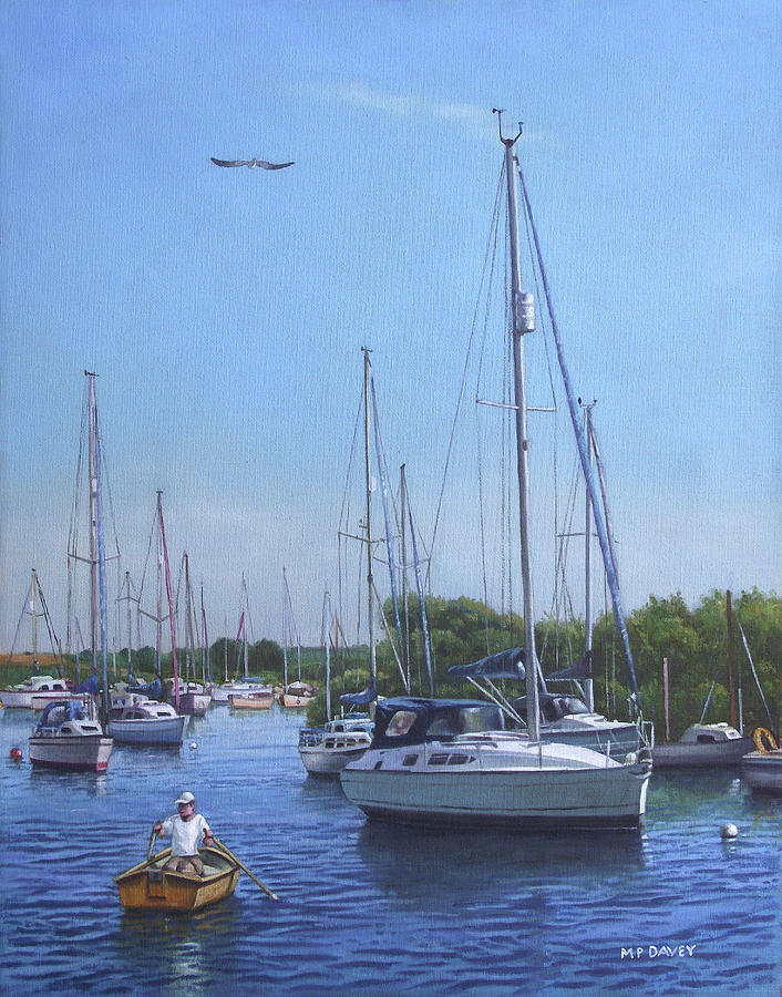 Sailing Boats At Christchurch Harbour Painting by Martin Davey