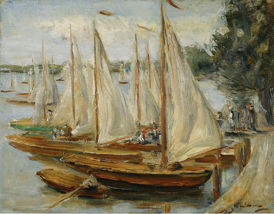 Sailing Boats on Wannsee Lake Painting by Max Liebermann