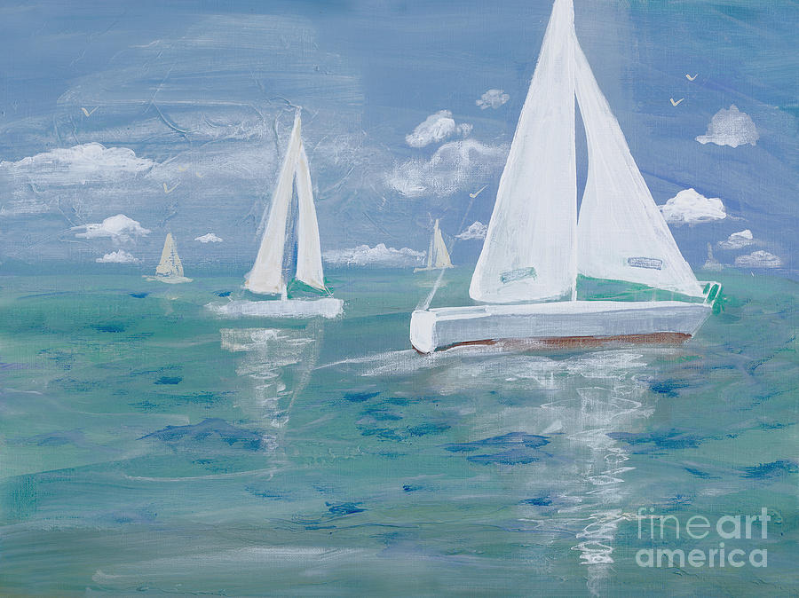 Sailing boats Painting by Robin Pedrero