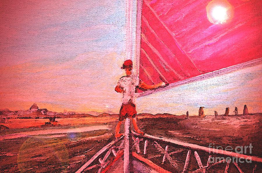 Sailing by Falmouth Heights with My Magical Pal Painting by Rita Brown