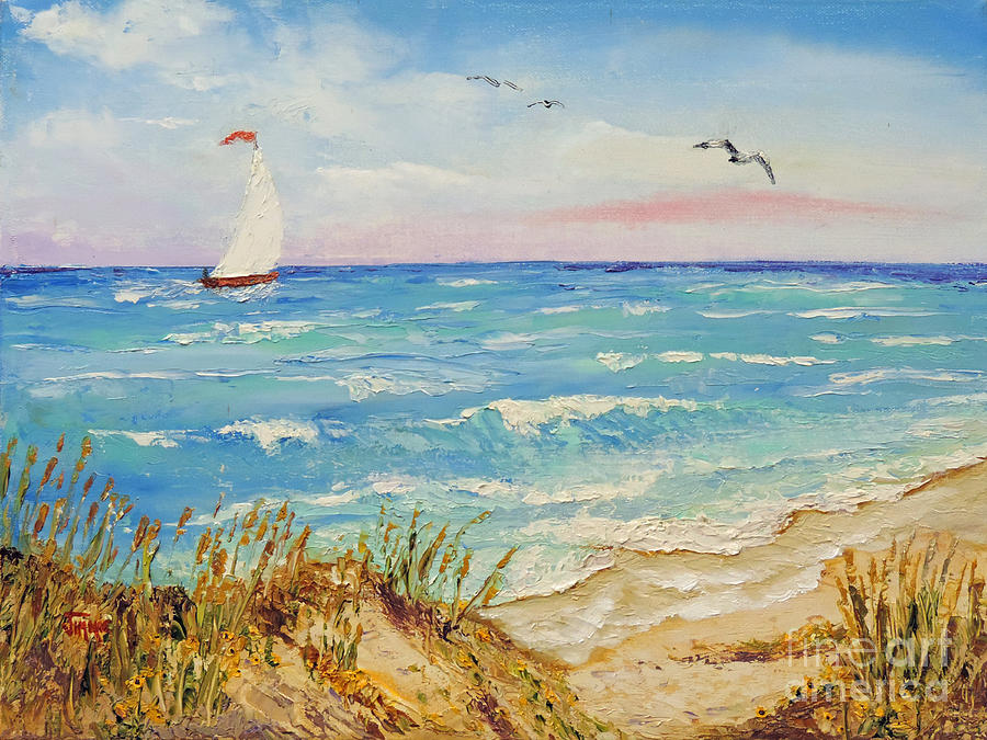 Sailing by the Beach Painting by Jimmie Bartlett
