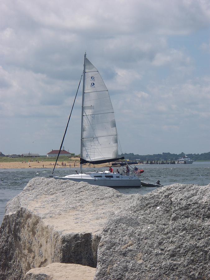 Boat Photograph - Sailing by the Rocks by Rosanne Bartlett