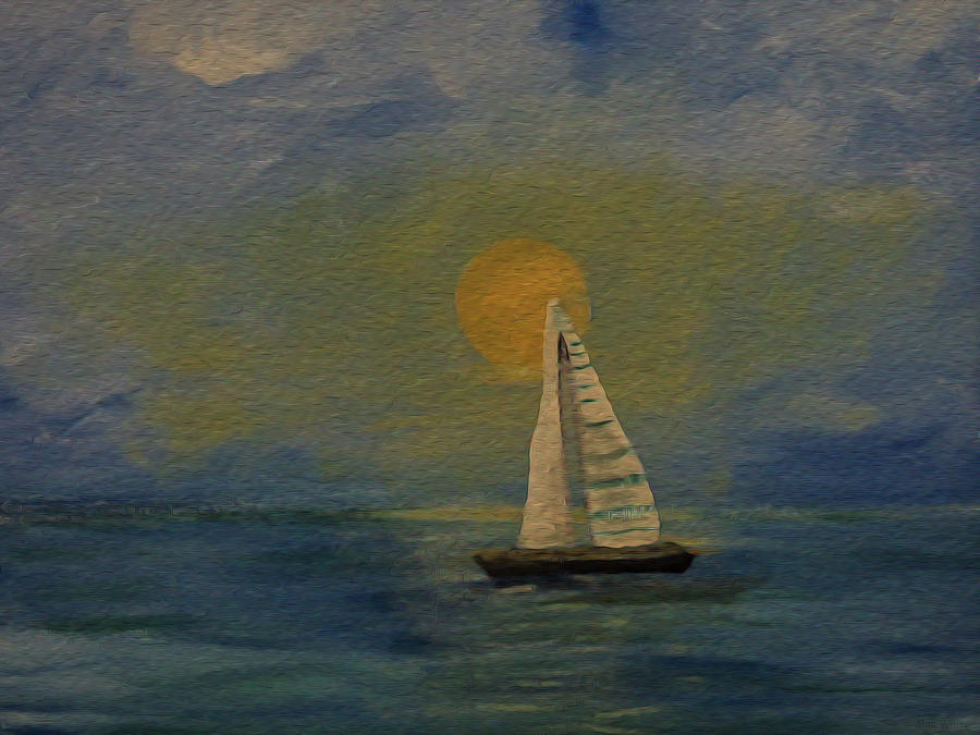 Boat Painting - Sailing By the Sun by Mim White