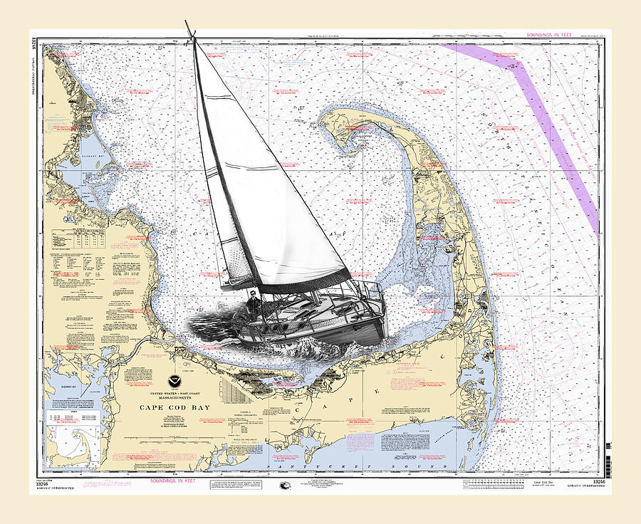 Sailing Cape Cod Bay Drawing by Jack Pumphrey