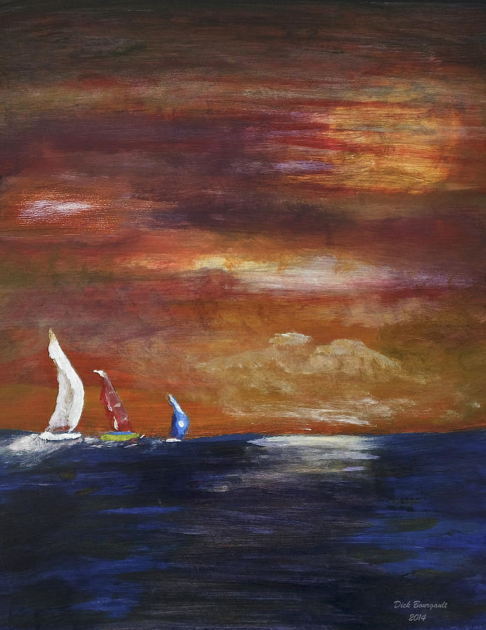 Sailing Painting by Dick Bourgault