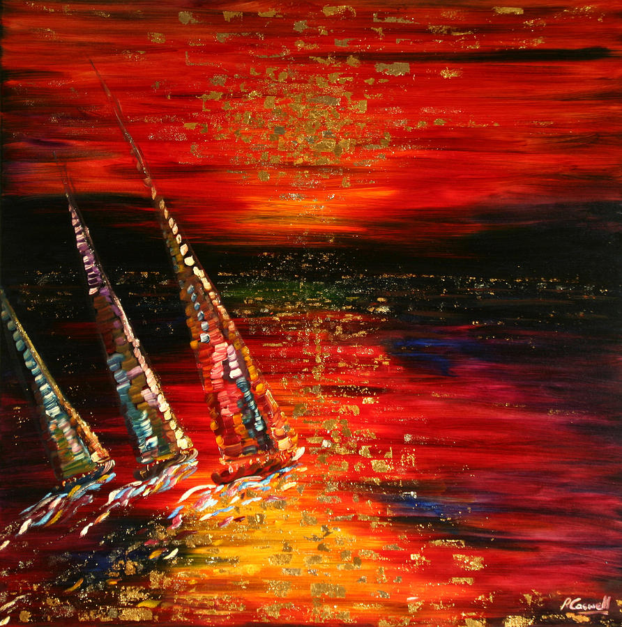 Sailing Gold Painting by Pete Caswell
