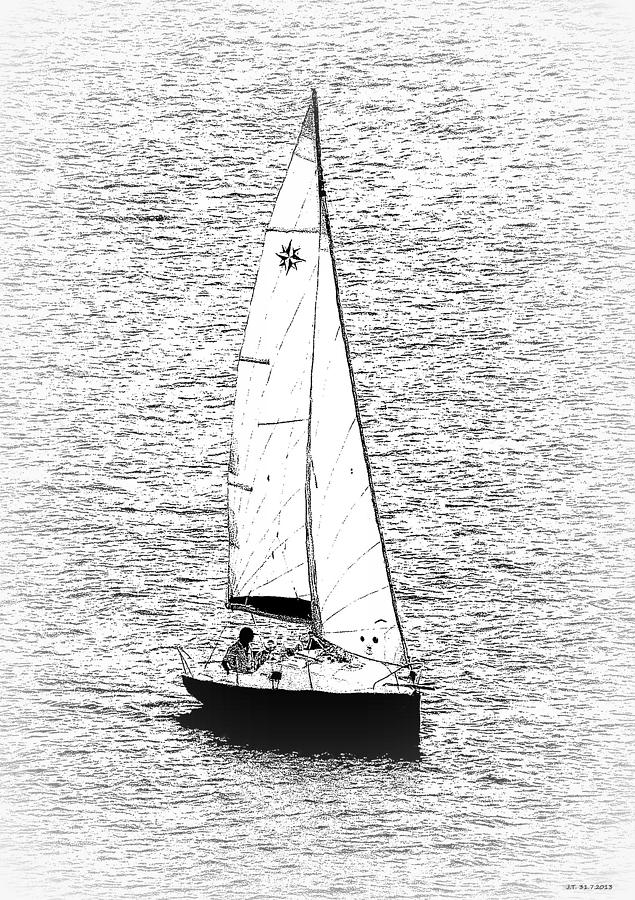 Boat Drawing - Sailing Home by Bishopston Fine Art
