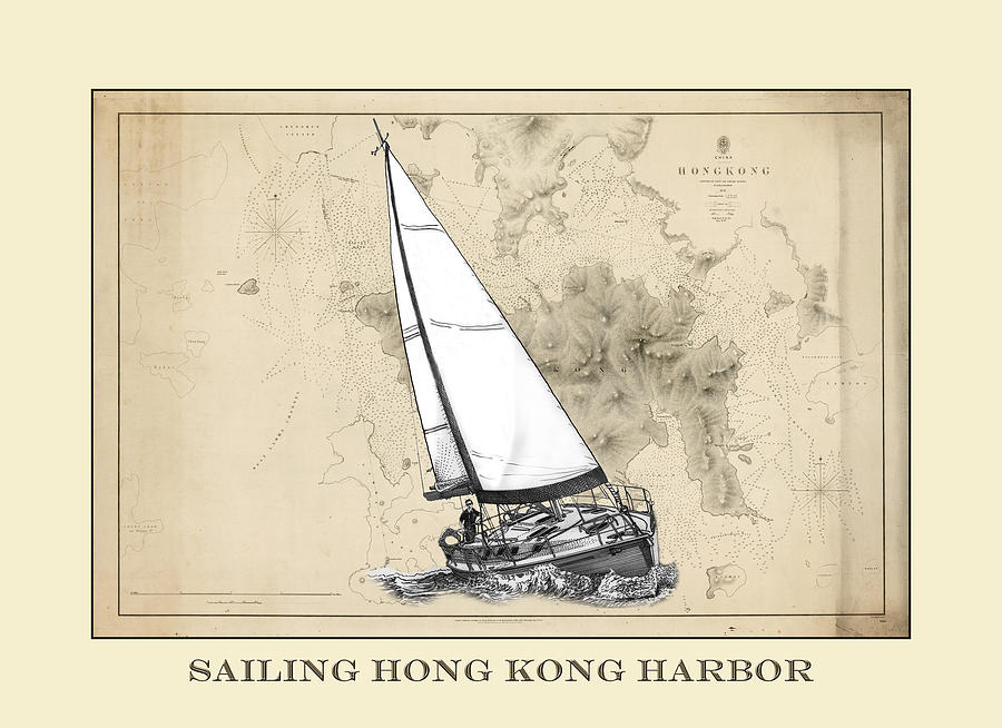 Sailing Hong Kong Harbor Drawing by Jack Pumphrey