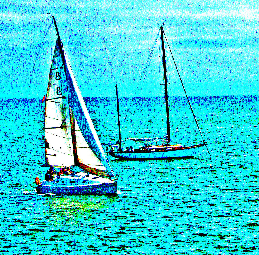 Abstract Digital Art - Sailing in Blue Water by Joseph Coulombe