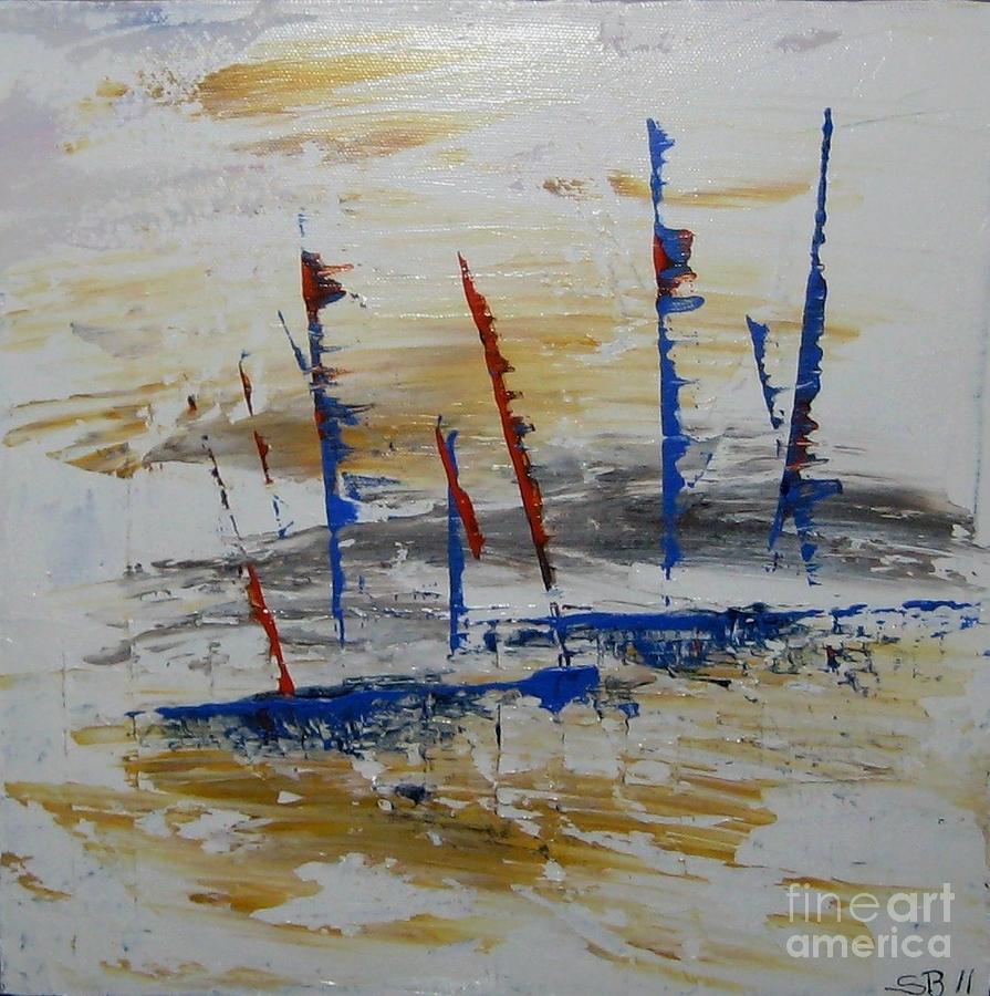 Sailing in storm Painting by Susanne Baumann