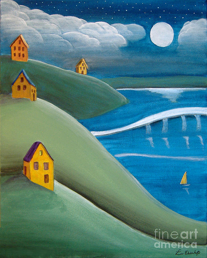 Sailing In The Moonlight Painting by Lee Owenby