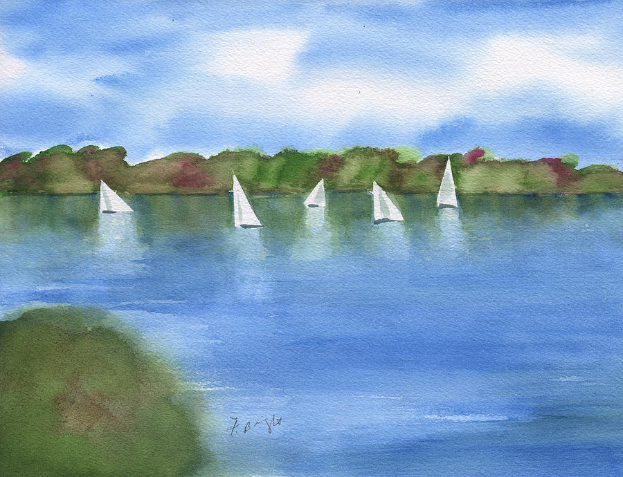 Sailing Lake Mayer Painting by Frank Bright