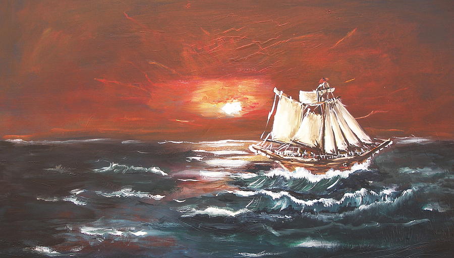 Sailing Painting by Miroslaw  Chelchowski