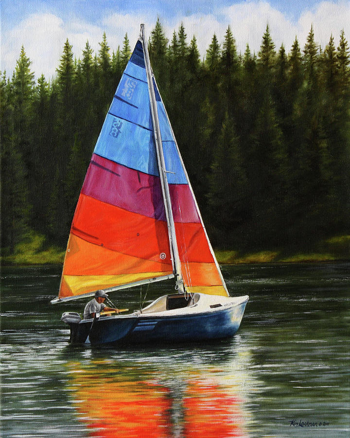 Sailing on Flathead Painting by Kim Lockman