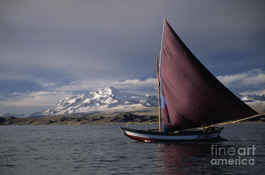 Sailing Boat on Lake Titicaca on a Stormy Afternoon Photograph by James Brunker