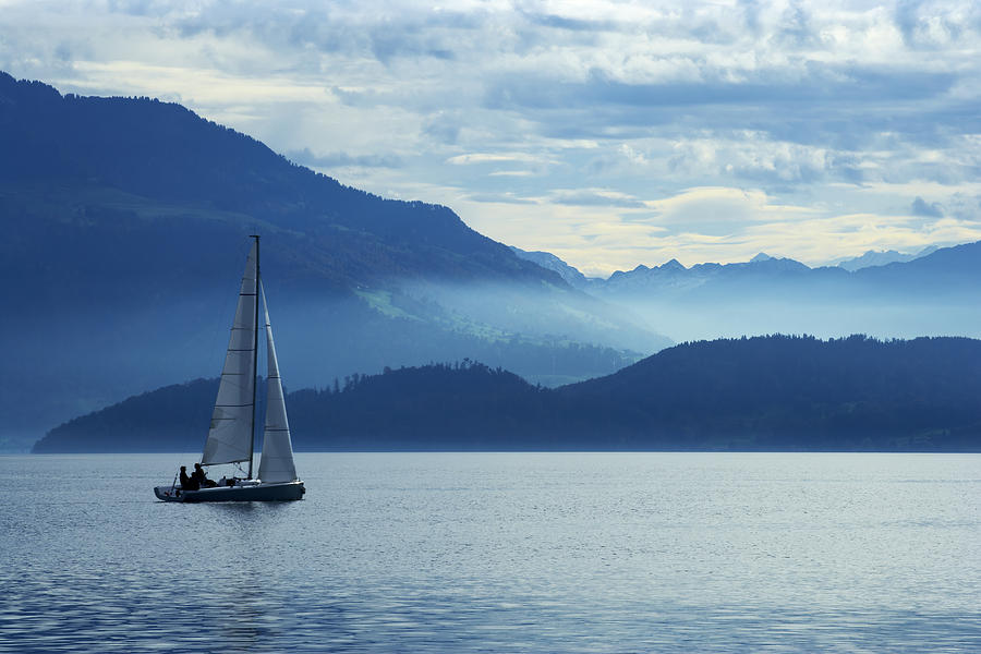 Nature Photograph - Sailing on lake Zug by Ron Sumners