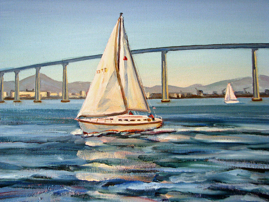 Sailing On San Diego Bay Painting by Robert Gerdes