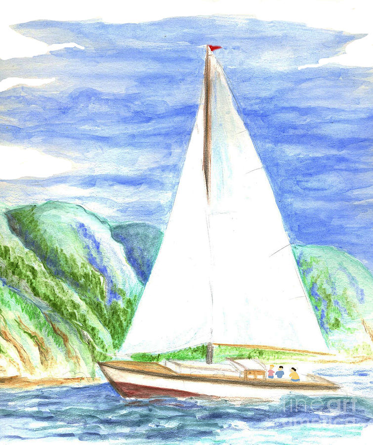 Sailing on the Bay Painting by Ellen Miffitt