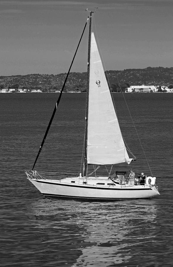 Sailing on the Bay in Black and White Photograph by Suzanne Gaff