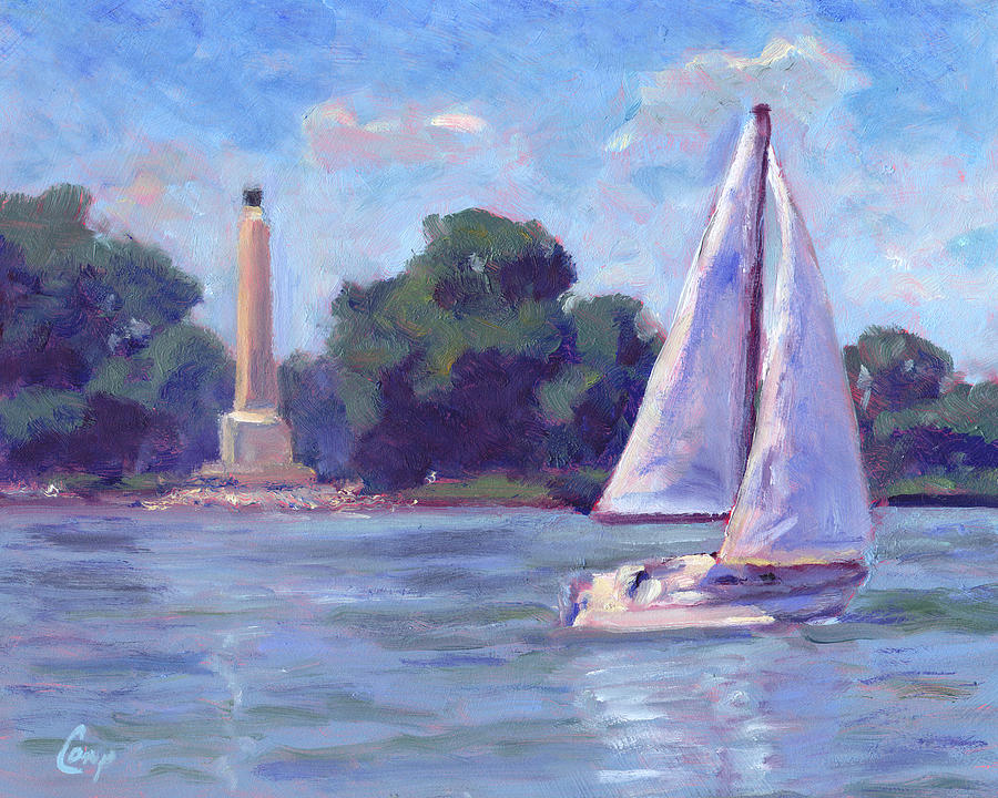 Sailing past the Monument Painting by Michael Camp