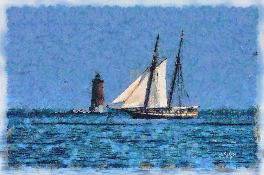 Sailing past Whaleback Lighthouse Photograph by Jeff Folger