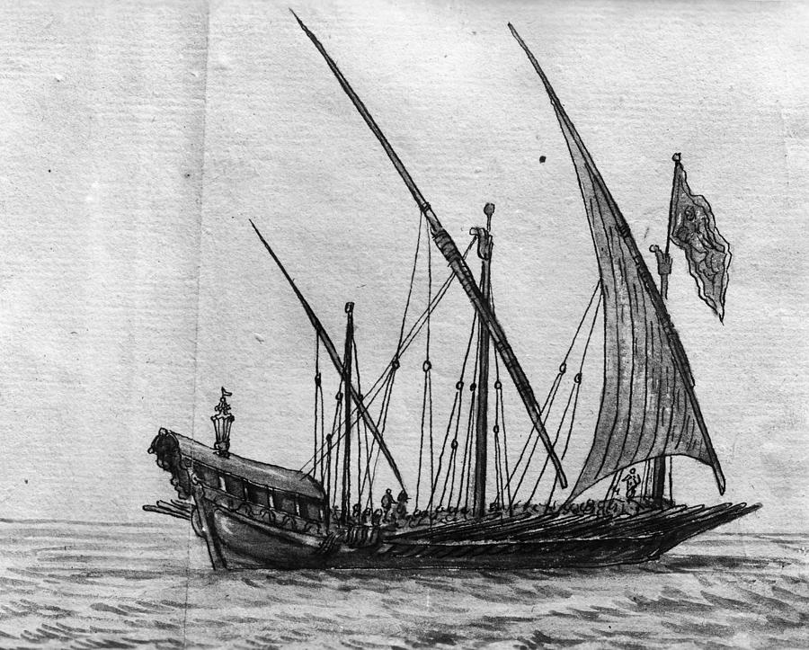 Sailing Ship, 17th Century Drawing by Granger Sailing Ship, 17th Century Drawing by Granger