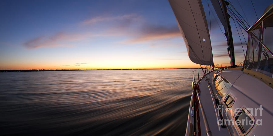 Sailing Sunset Beneteau 49 Sailboat Photograph by Dustin K Ryan